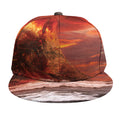 Volcano On The Sea Print Snapback Cap