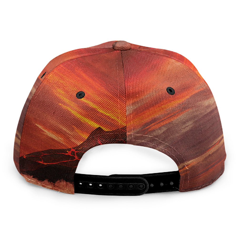 Volcano On The Sea Print Snapback Cap
