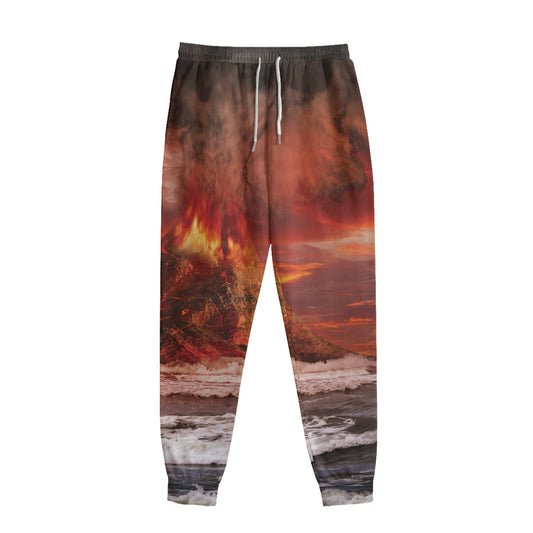 Volcano On The Sea Print Sweatpants