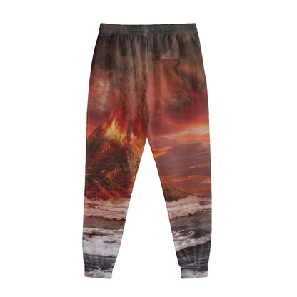 Volcano On The Sea Print Sweatpants