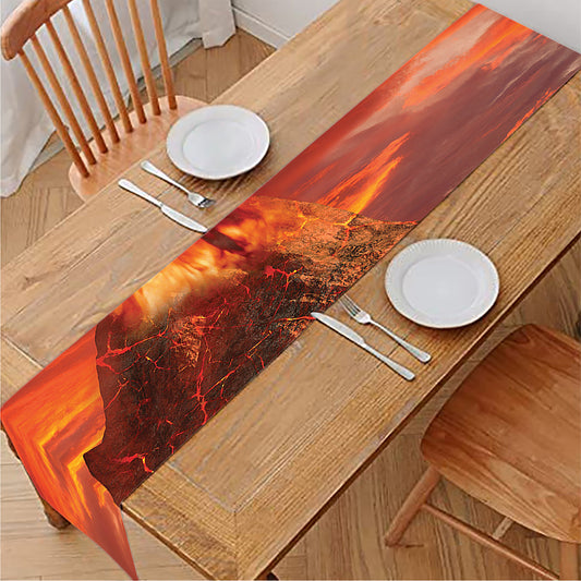 Volcano On The Sea Print Table Runner
