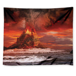 Volcano On The Sea Print Tapestry