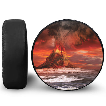 Volcano On The Sea Print Tire Cover