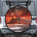 Volcano On The Sea Print Tire Cover With Camera Hole