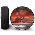 Volcano On The Sea Print Tire Cover With Camera Hole