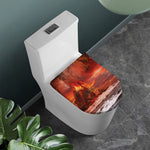 Volcano On The Sea Print Toilet Lid Cover