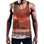 Volcano On The Sea Print Training Tank Top