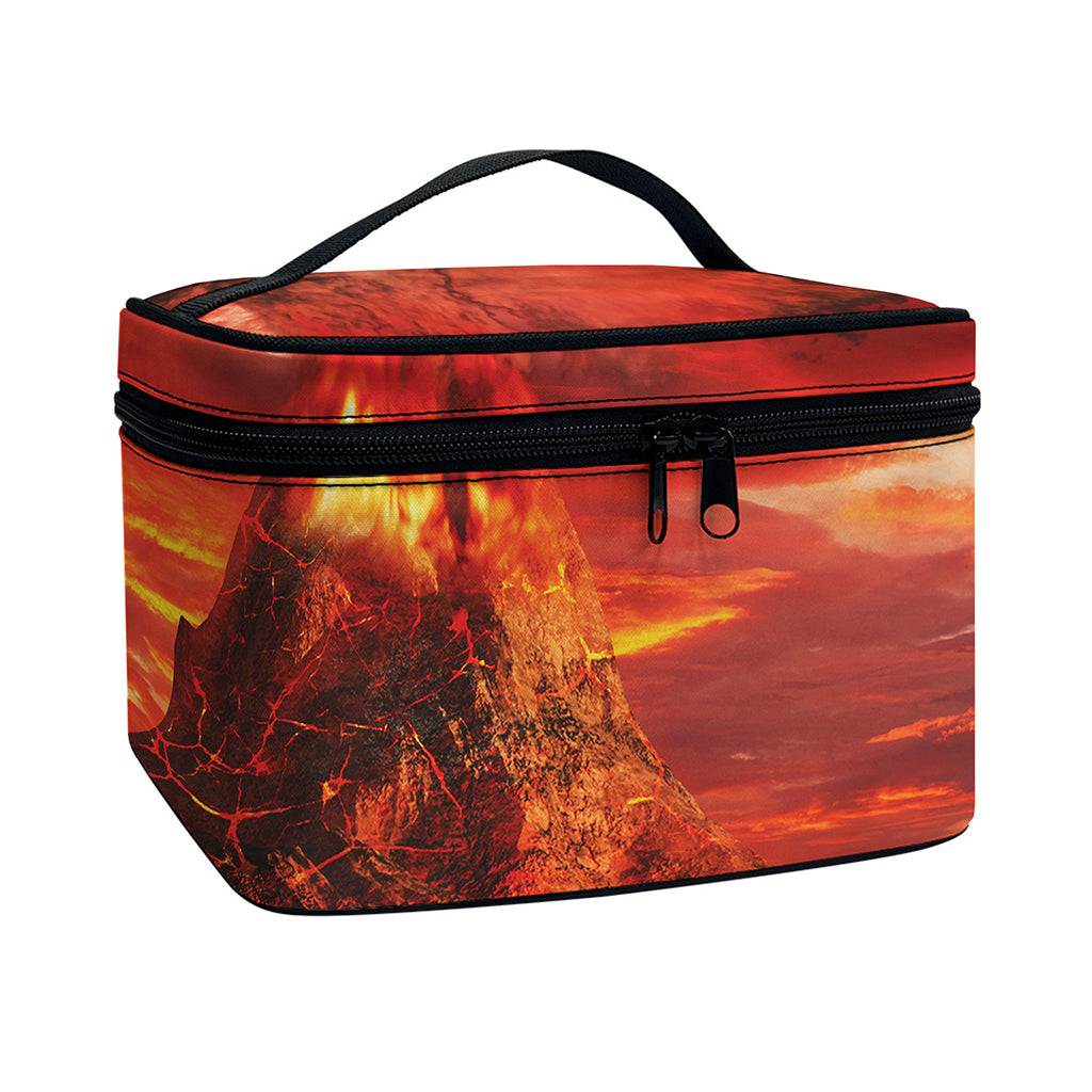Volcano On The Sea Print Travel Makeup Bag