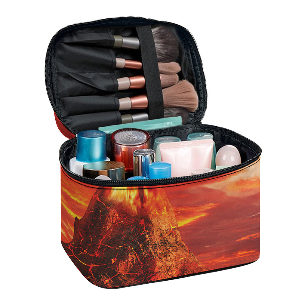 Volcano On The Sea Print Travel Makeup Bag