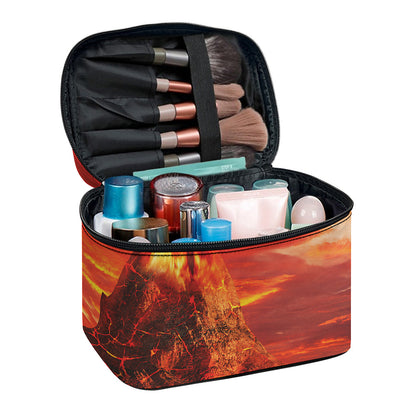 Volcano On The Sea Print Travel Makeup Bag