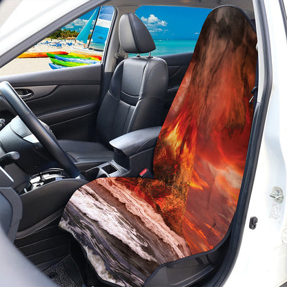 Volcano On The Sea Print Waterproof Car Seat Cover