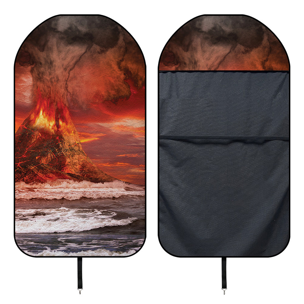 Volcano On The Sea Print Waterproof Car Seat Cover