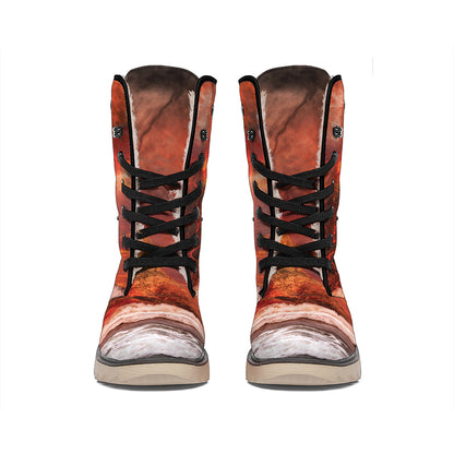 Volcano On The Sea Print Winter Boots