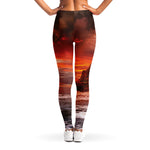 Volcano On The Sea Print Women's Leggings