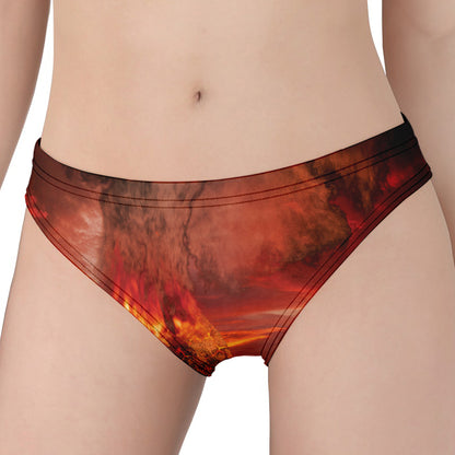 Volcano On The Sea Print Women's Panties