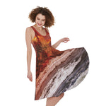 Volcano On The Sea Print Women's Sleeveless Dress