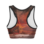 Volcano On The Sea Print Women's Sports Bra