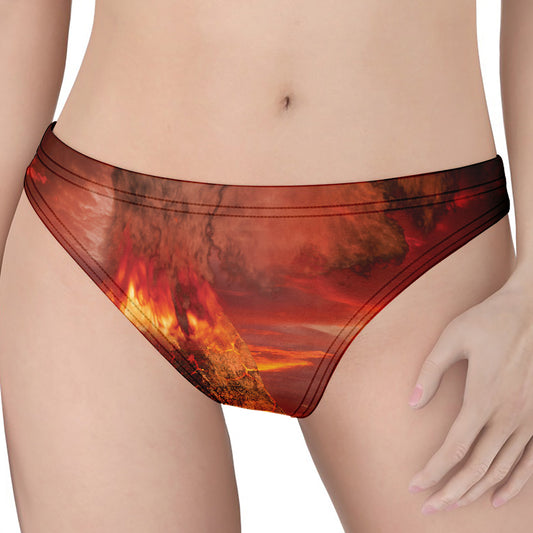 Volcano On The Sea Print Women's Thong