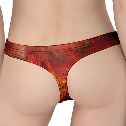 Volcano On The Sea Print Women's Thong