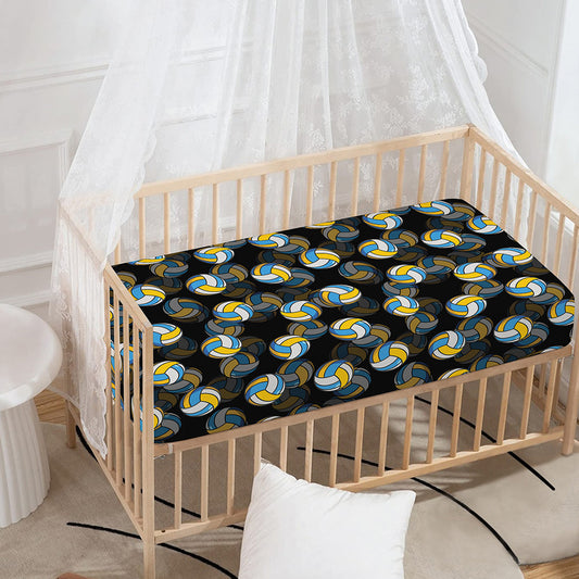 Volleyball Pattern Print Baby Crib Sheet