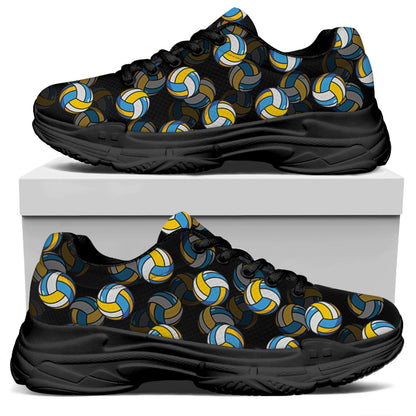 Volleyball Pattern Print Black Chunky Shoes