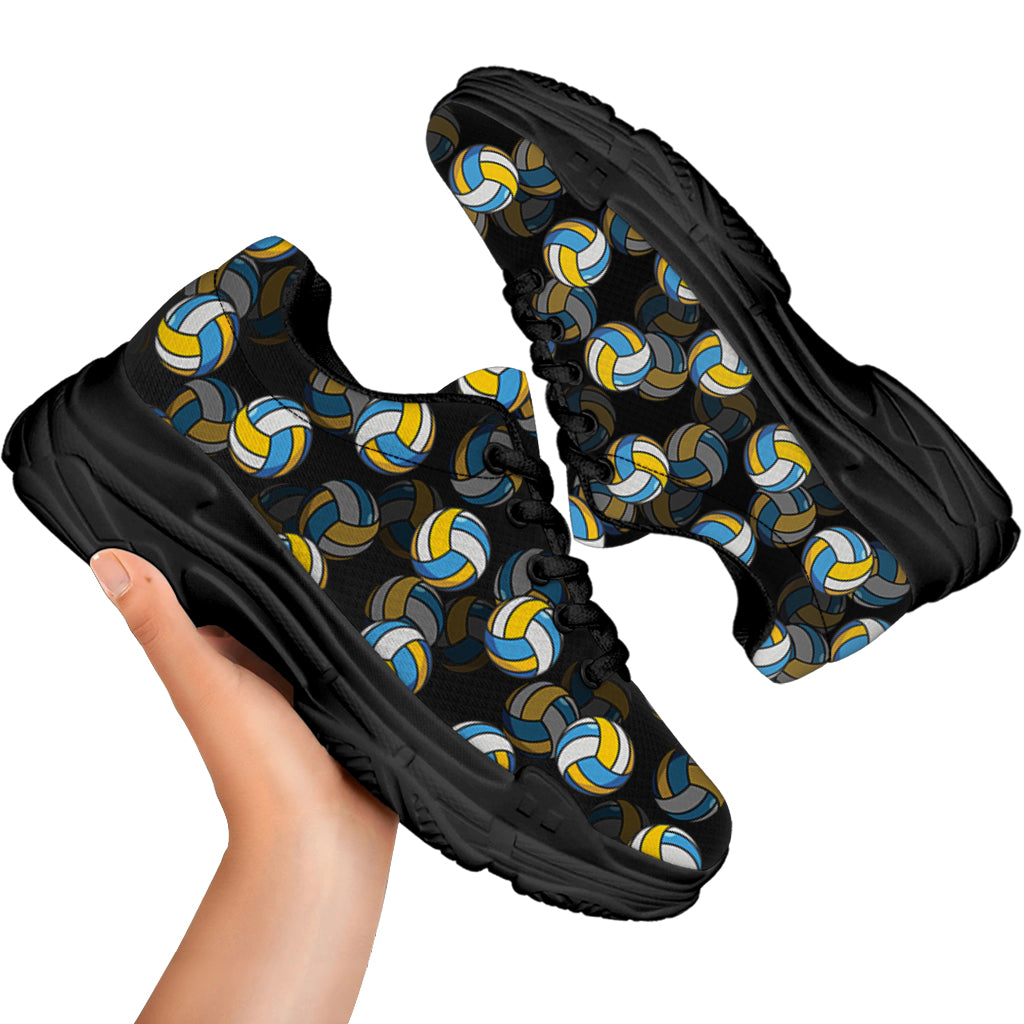 Volleyball Pattern Print Black Chunky Shoes
