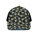 Volleyball Pattern Print Black Mesh Trucker Hat
