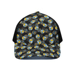 Volleyball Pattern Print Black Mesh Trucker Cap
