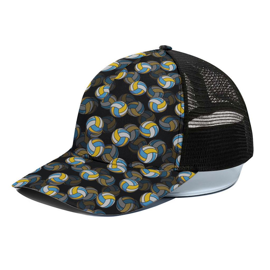 Volleyball Pattern Print Black Mesh Trucker Cap