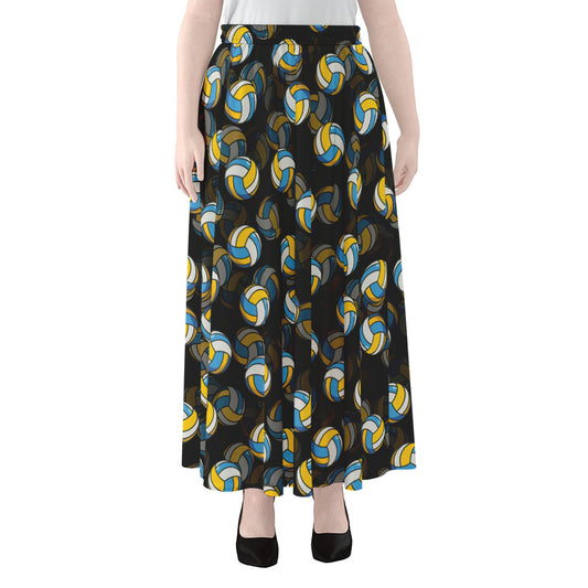 Volleyball Pattern Print Chiffon Maxi Skirt