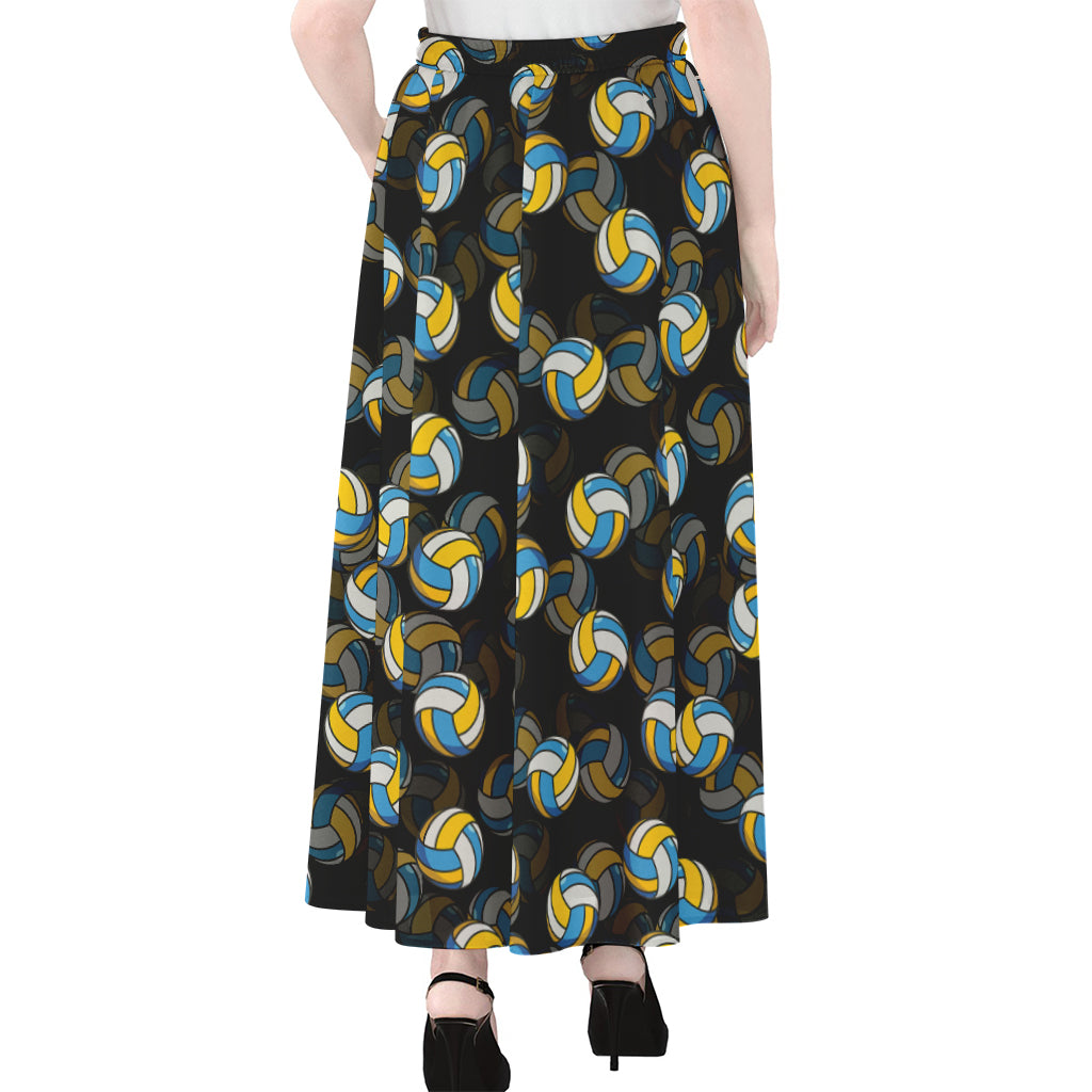 Volleyball Pattern Print Chiffon Maxi Skirt