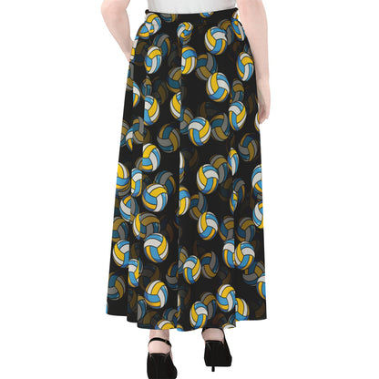 Volleyball Pattern Print Chiffon Maxi Skirt