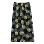 Volleyball Pattern Print Cotton Front Slit Maxi Skirt