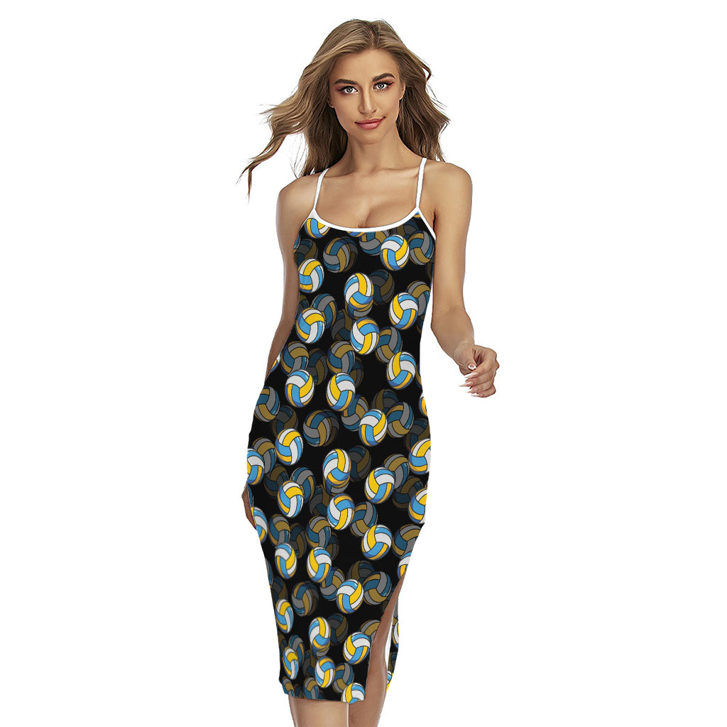 Volleyball Pattern Print Cross Back Cami Dress