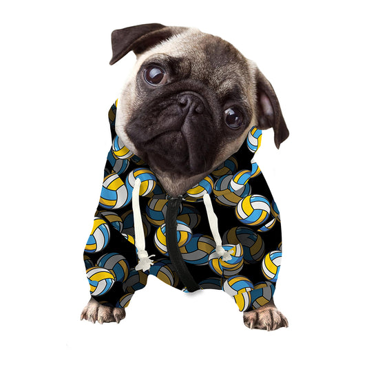 Volleyball Pattern Print Dog Zip Up Hoodie