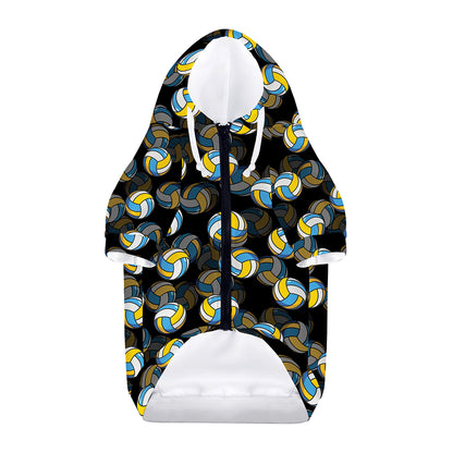Volleyball Pattern Print Dog Zip Up Hoodie