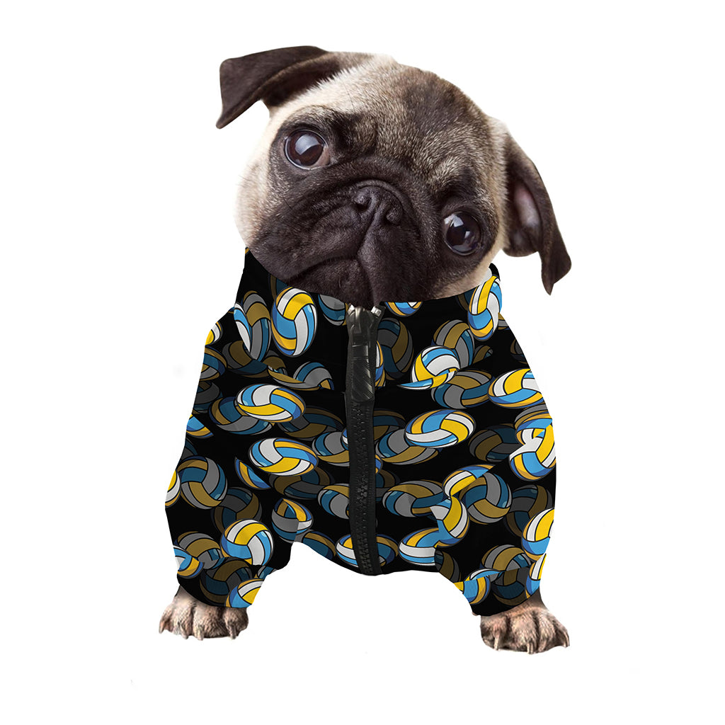 Volleyball Pattern Print Dog Zip Up Jacket