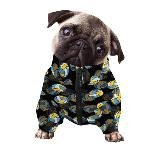 Volleyball Pattern Print Dog Zip Up Jacket