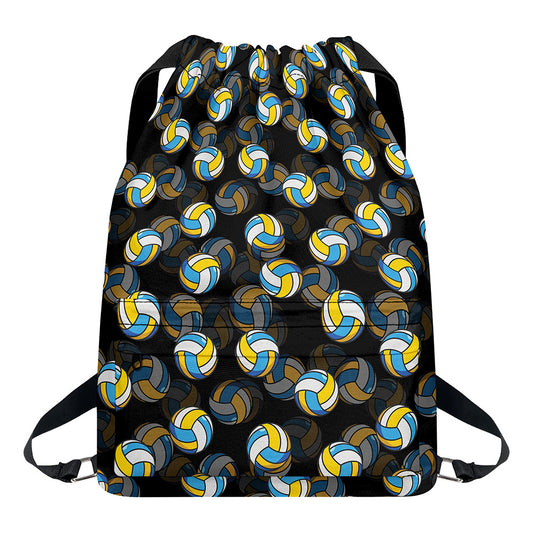 Volleyball Pattern Print Drawstring Backpack