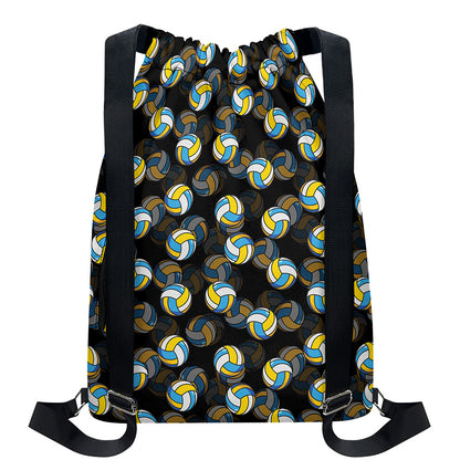 Volleyball Pattern Print Drawstring Backpack