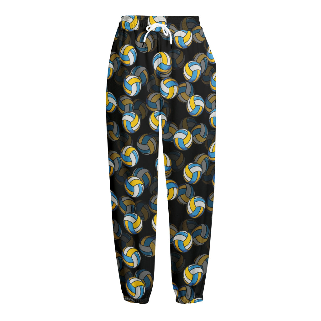 Volleyball Pattern Print Fleece Lined Knit Pants