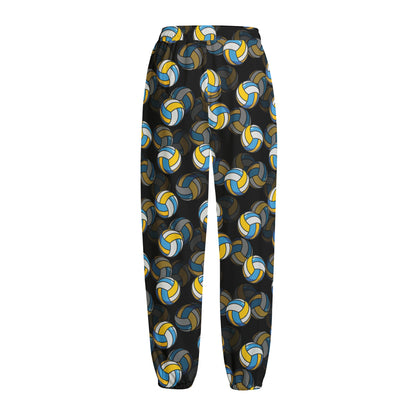 Volleyball Pattern Print Fleece Lined Knit Pants