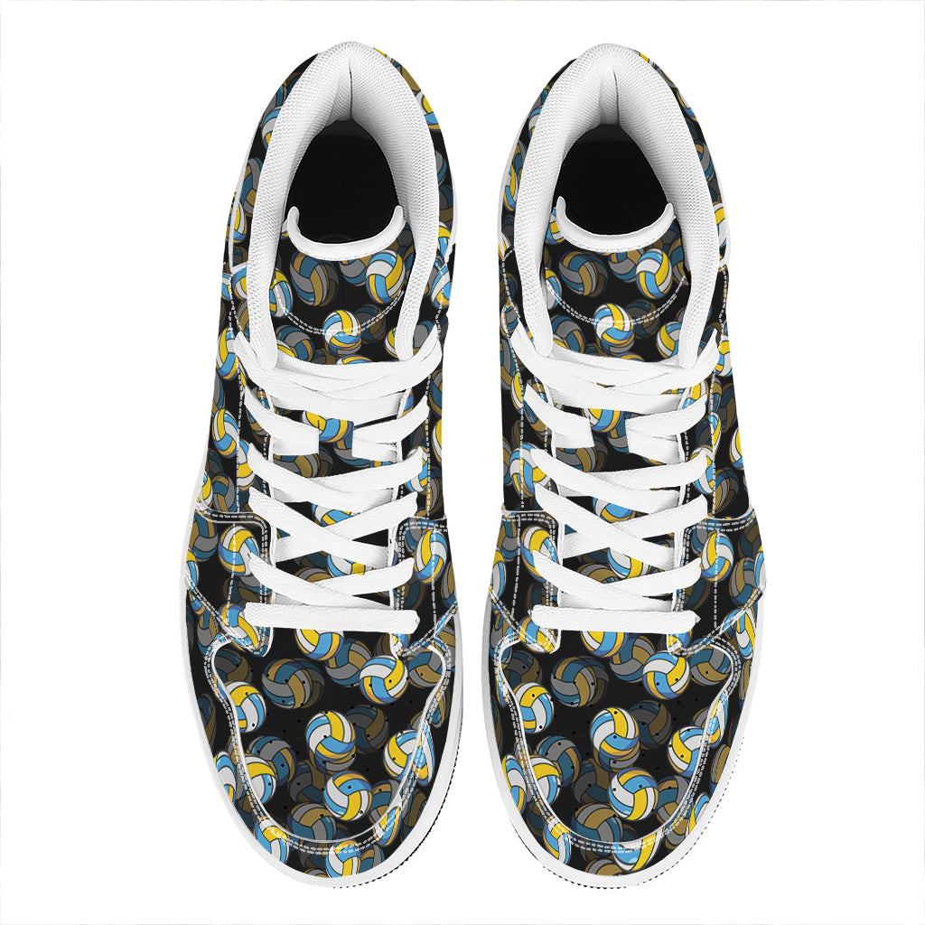 Volleyball Pattern Print High Top Leather Sneakers