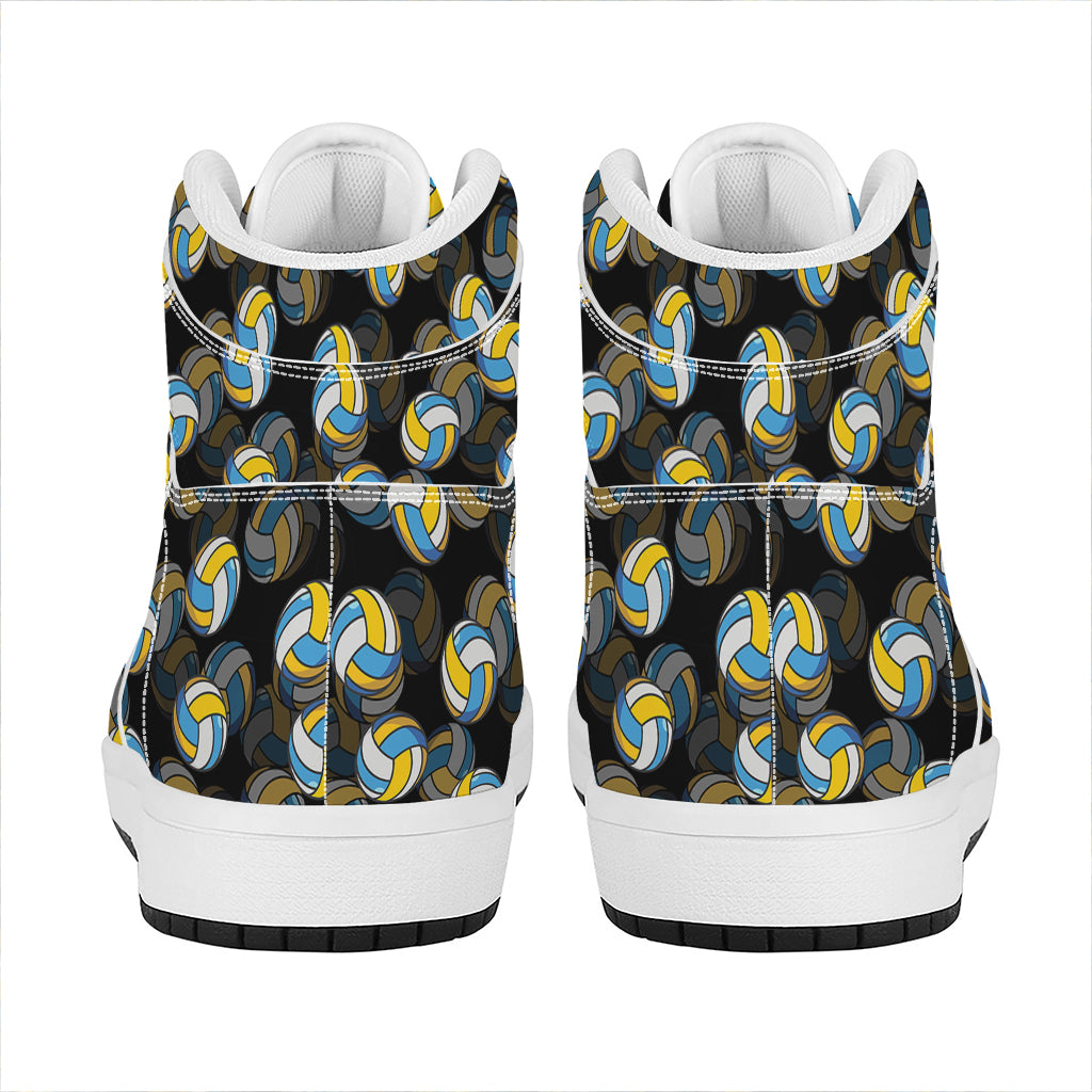 Volleyball Pattern Print High Top Leather Sneakers