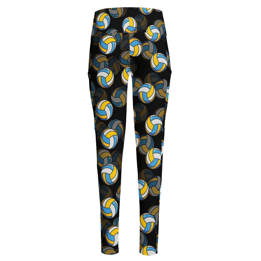 Volleyball Pattern Print High-Waisted Pocket Leggings