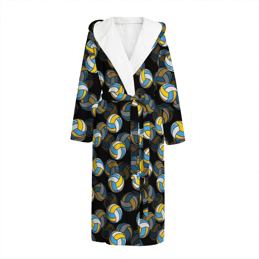 Volleyball Pattern Print Hooded Bathrobe