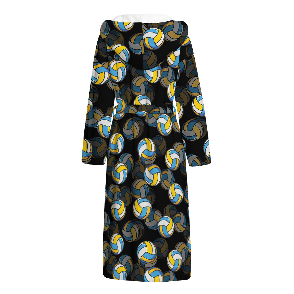 Volleyball Pattern Print Hooded Bathrobe