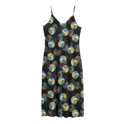 Volleyball Pattern Print Jersey Midi Cami Dress