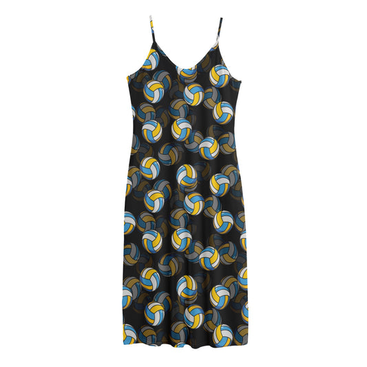 Volleyball Pattern Print Jersey Midi Cami Dress