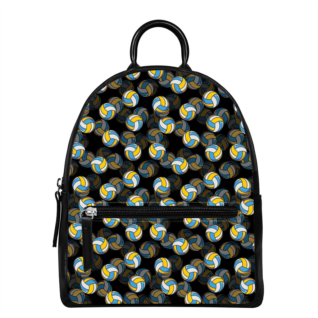 Volleyball Pattern Print Leather Backpack